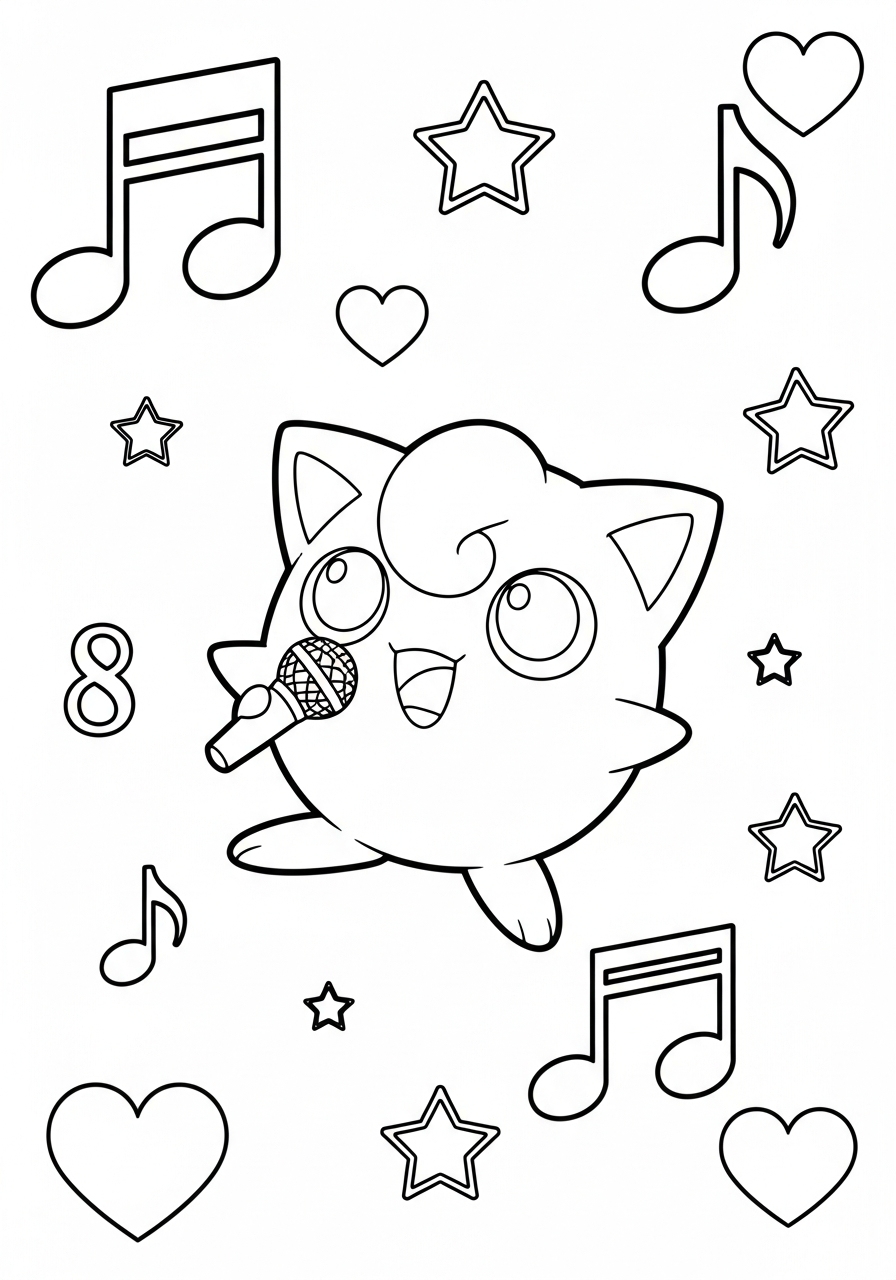 free Jigglypuff coloring pages printable 1