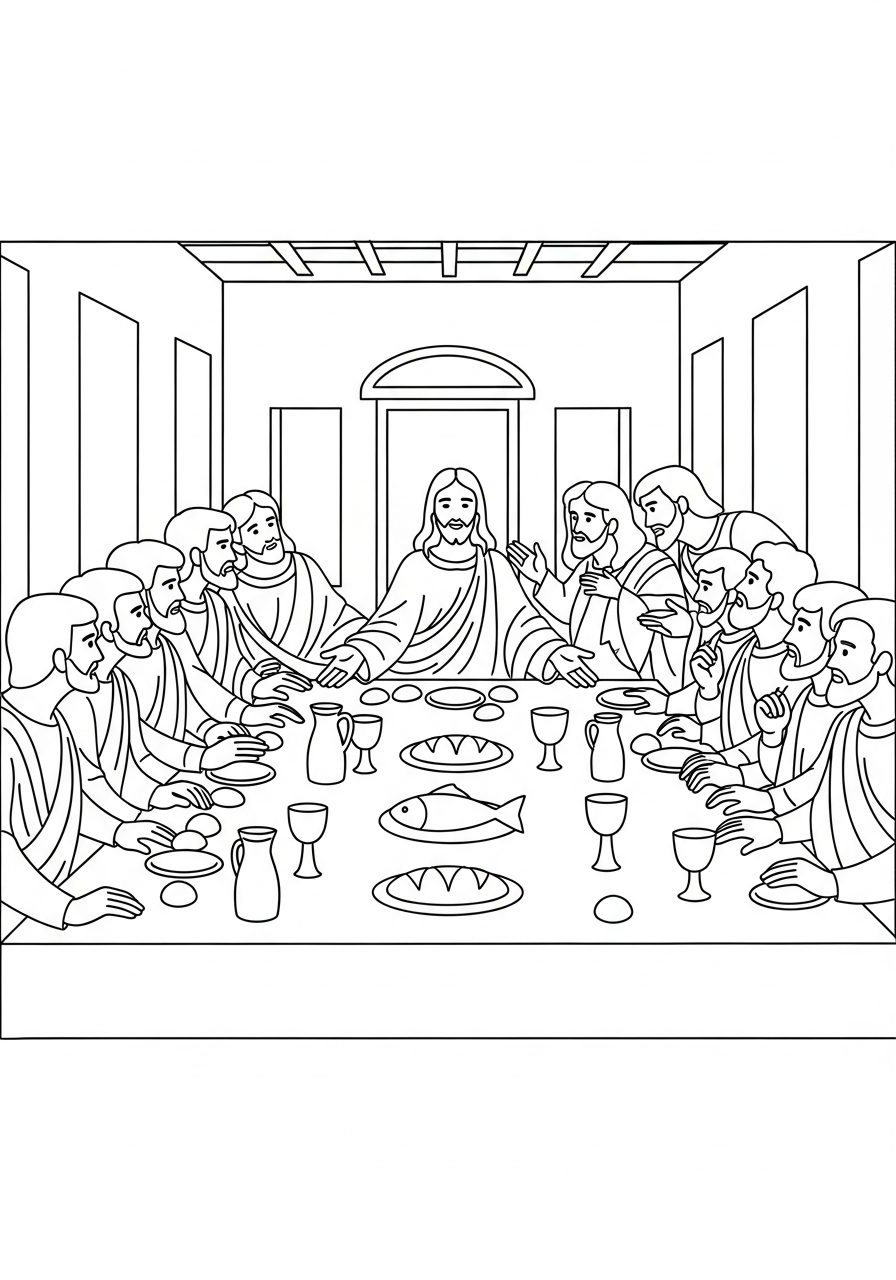 coloring pages for kids Last Supper