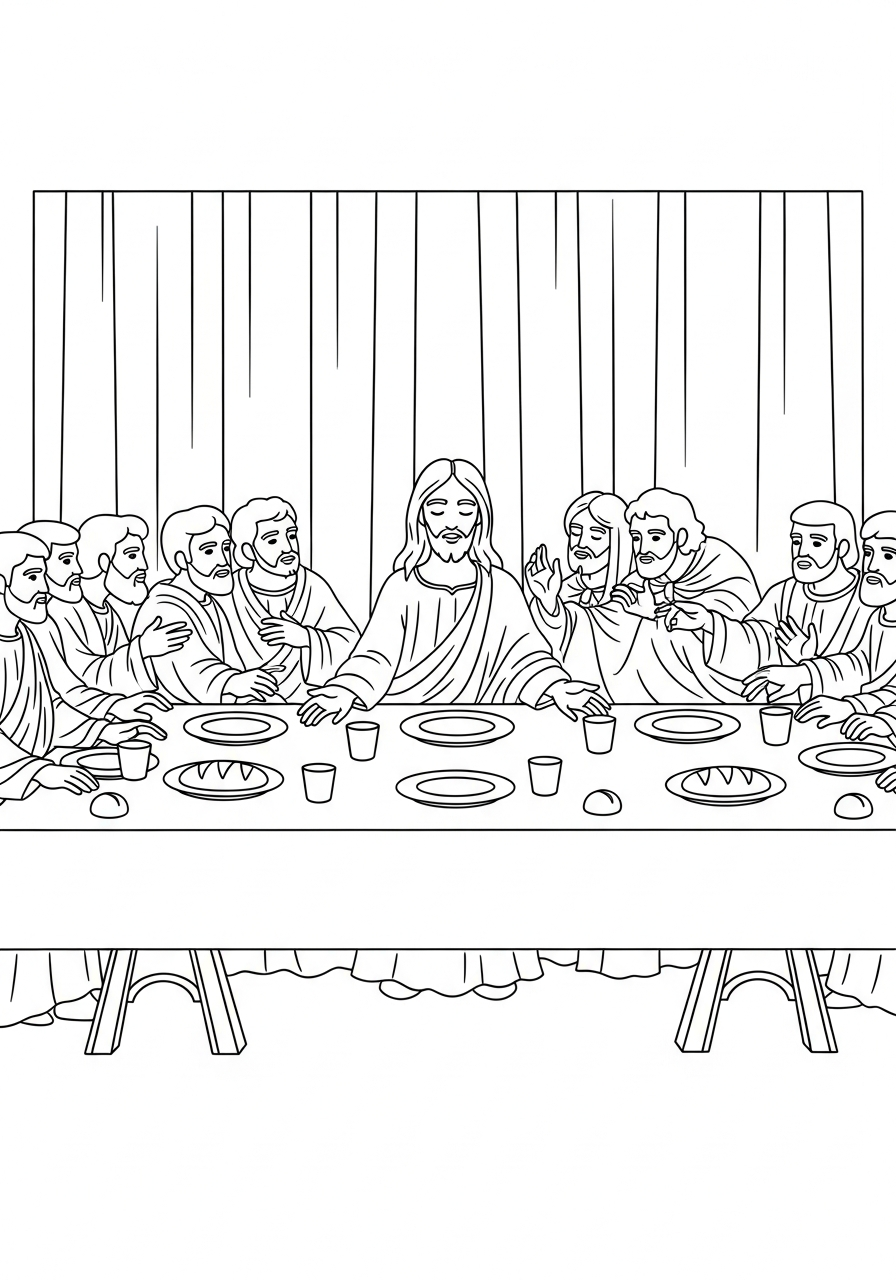 easy cute Last Supper coloring pages