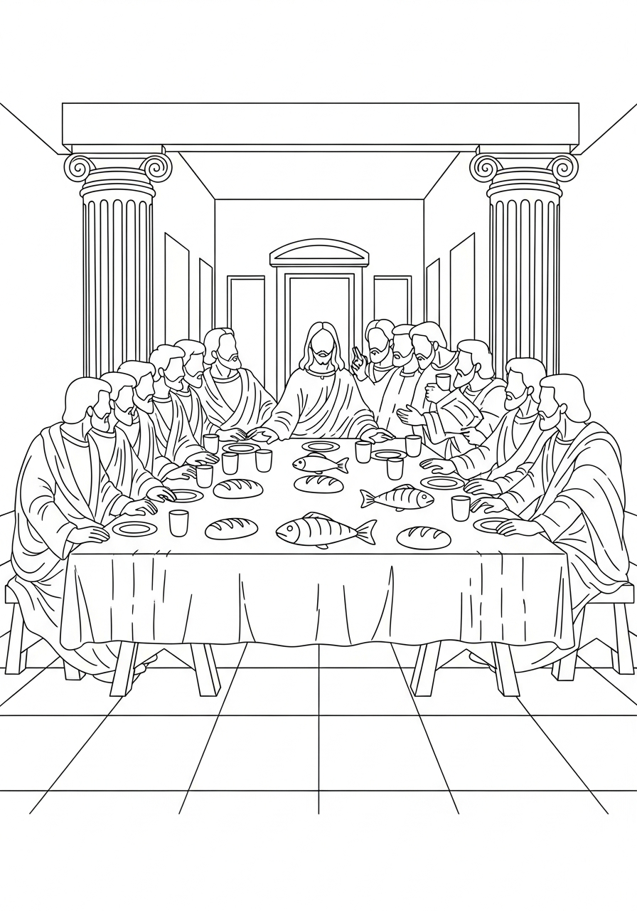 free Last Supper printable coloring pages