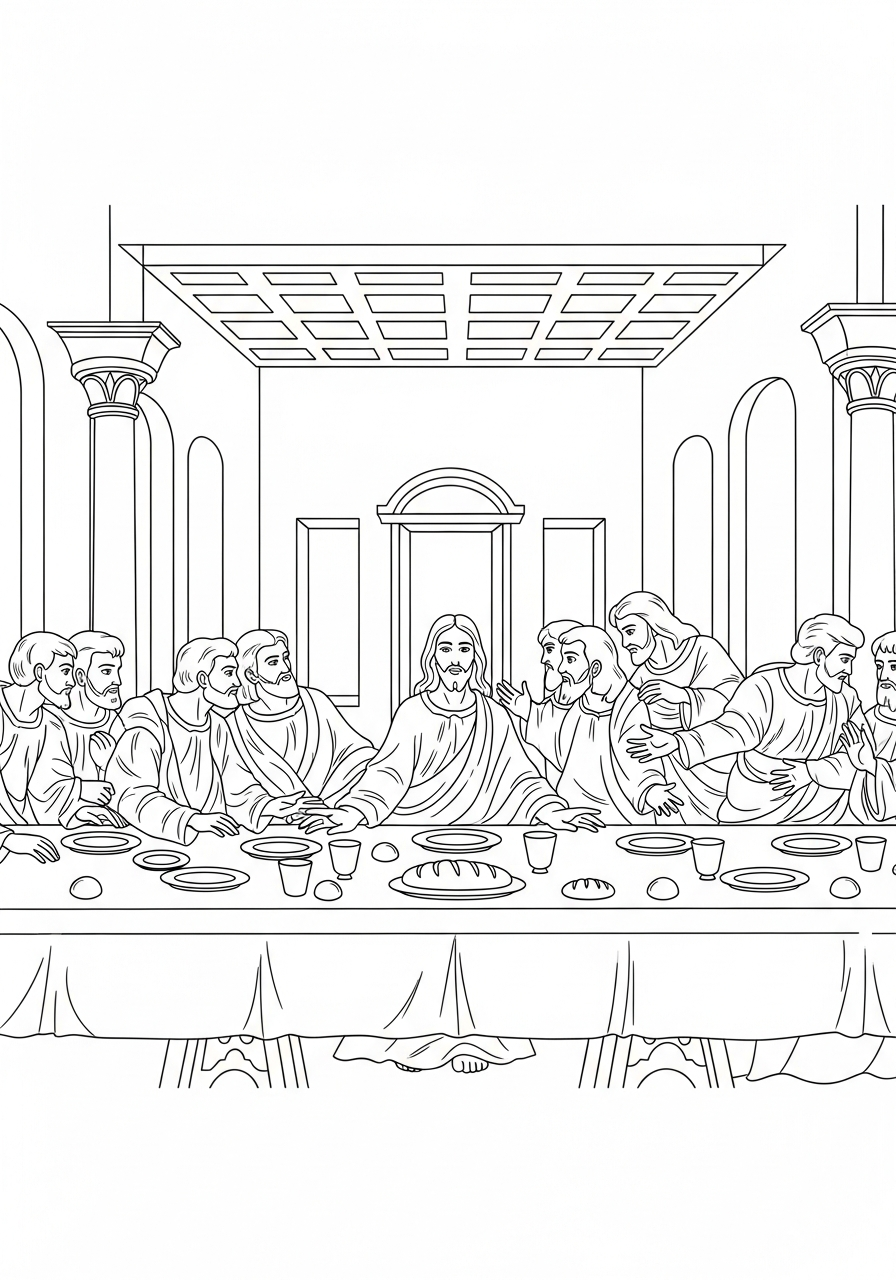 Last Supper coloring book pages