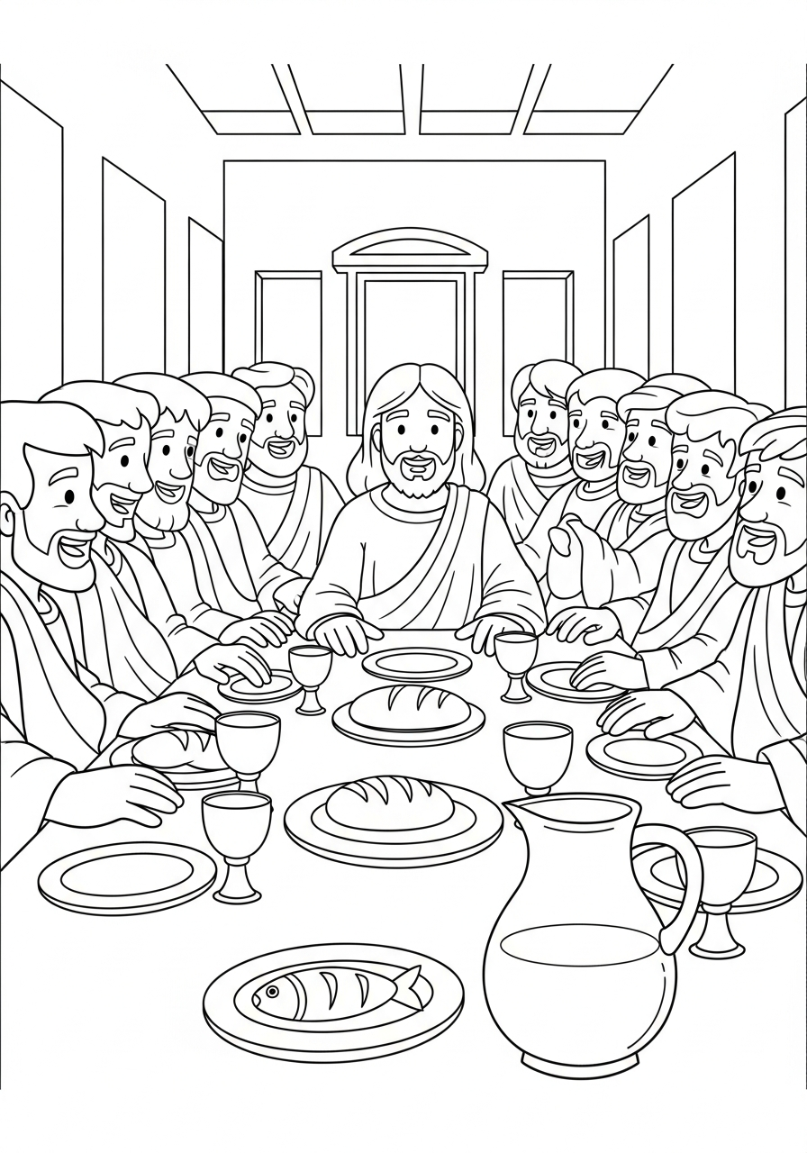 Last Supper themed coloring pages