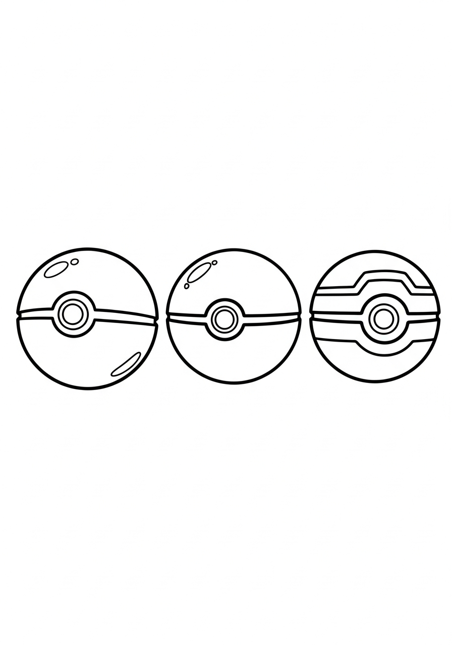 detailed Pokeball coloring pages 1