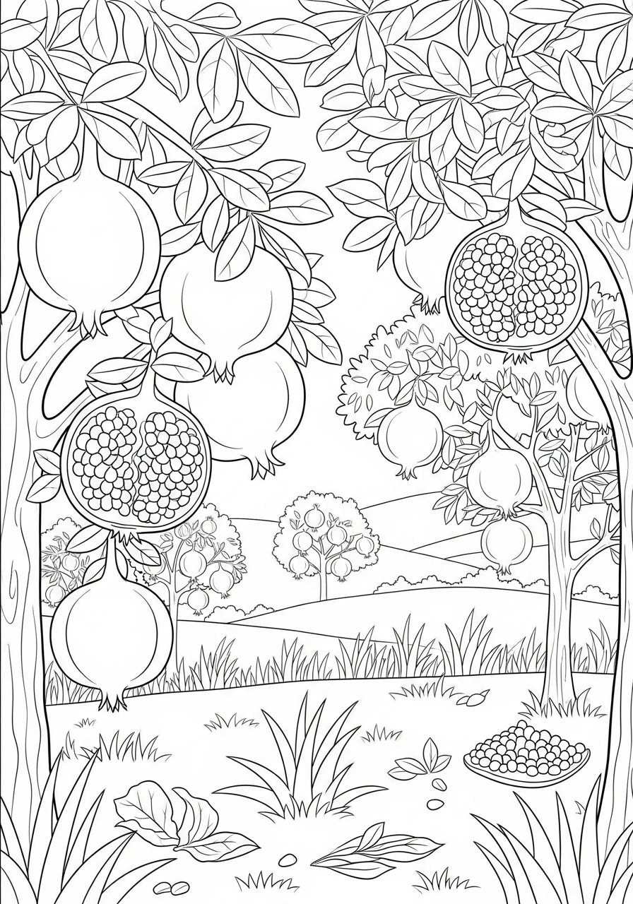 Pomegranate coloring pages printable free