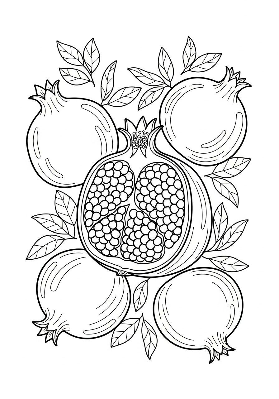 Pomegranate coloring pages for adults pdf 1