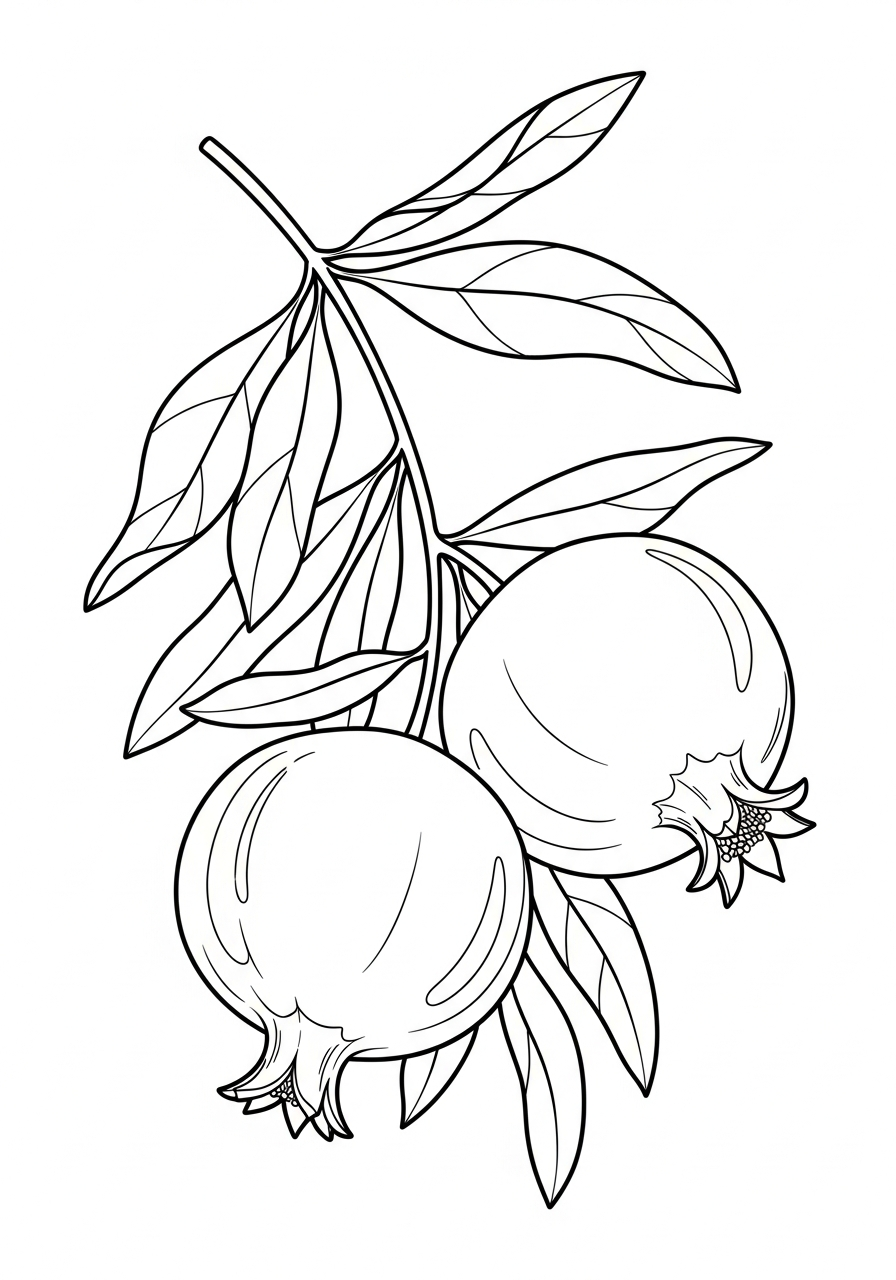 free Pomegranate tree coloring pages