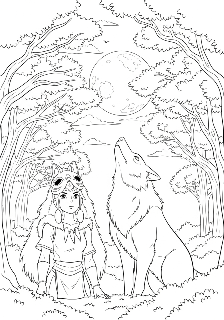 Princess Mononoke coloring pages