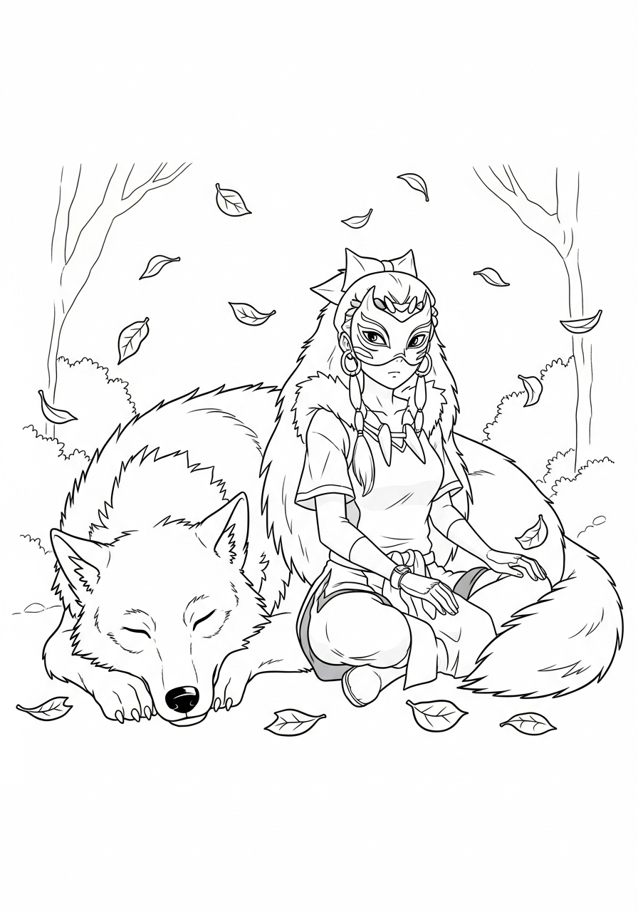 free adult Princess Mononoke coloring pages