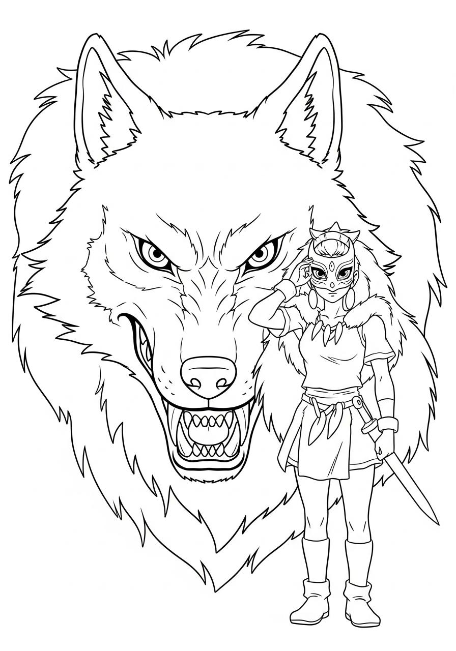 Princess Mononoke ornament coloring pages 1
