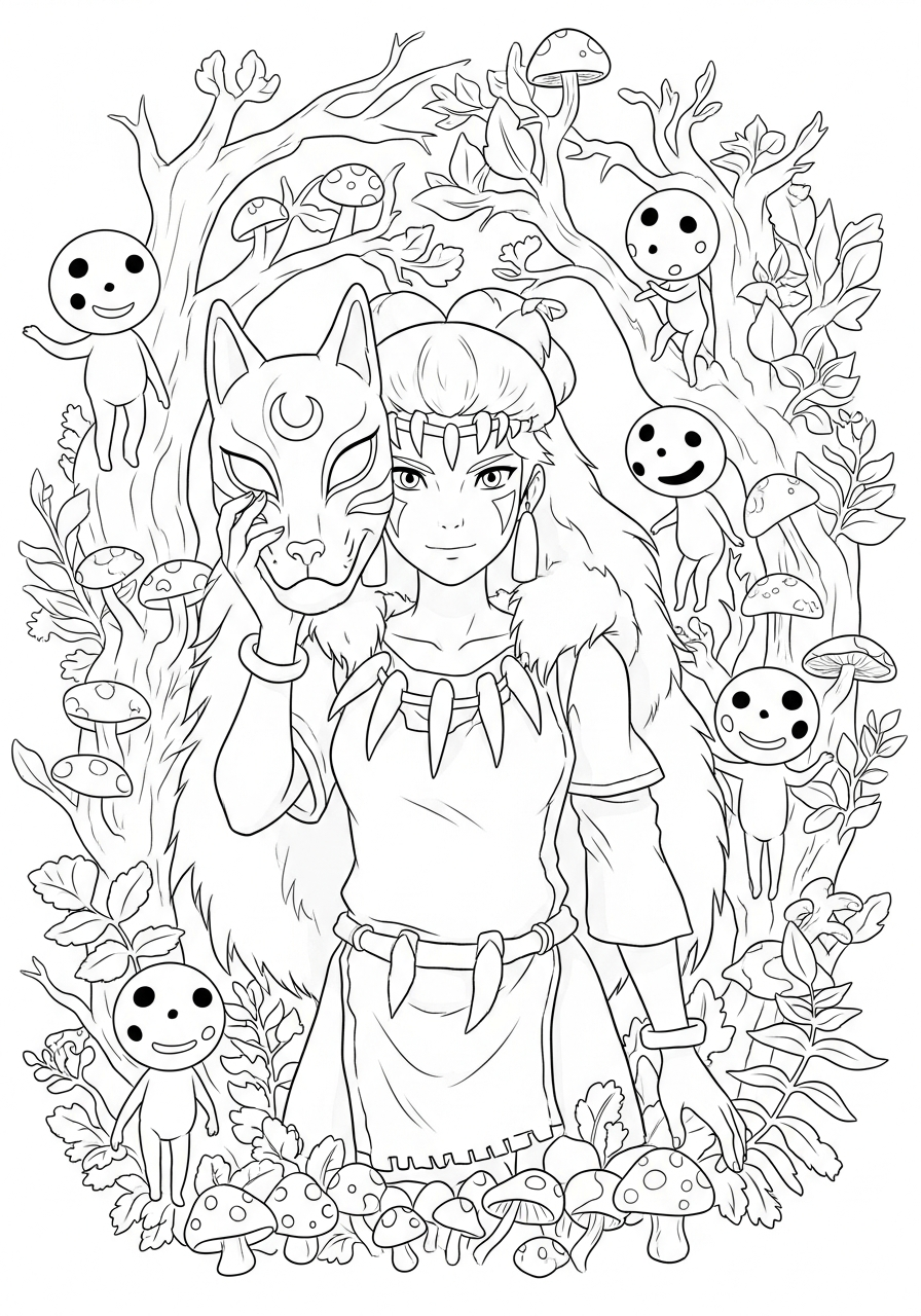 free Princess Mononoke printable coloring pages