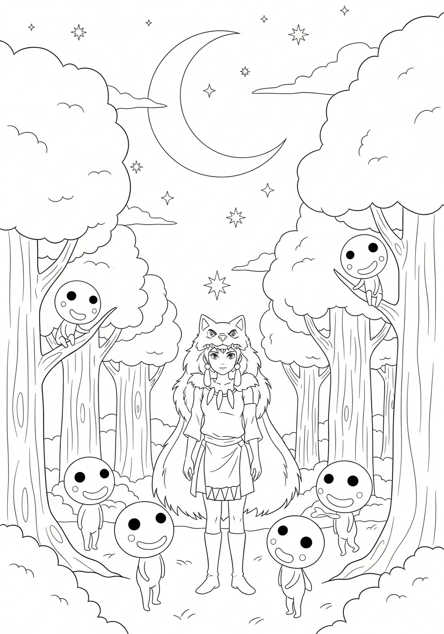 free printable Princess Mononoke coloring pages