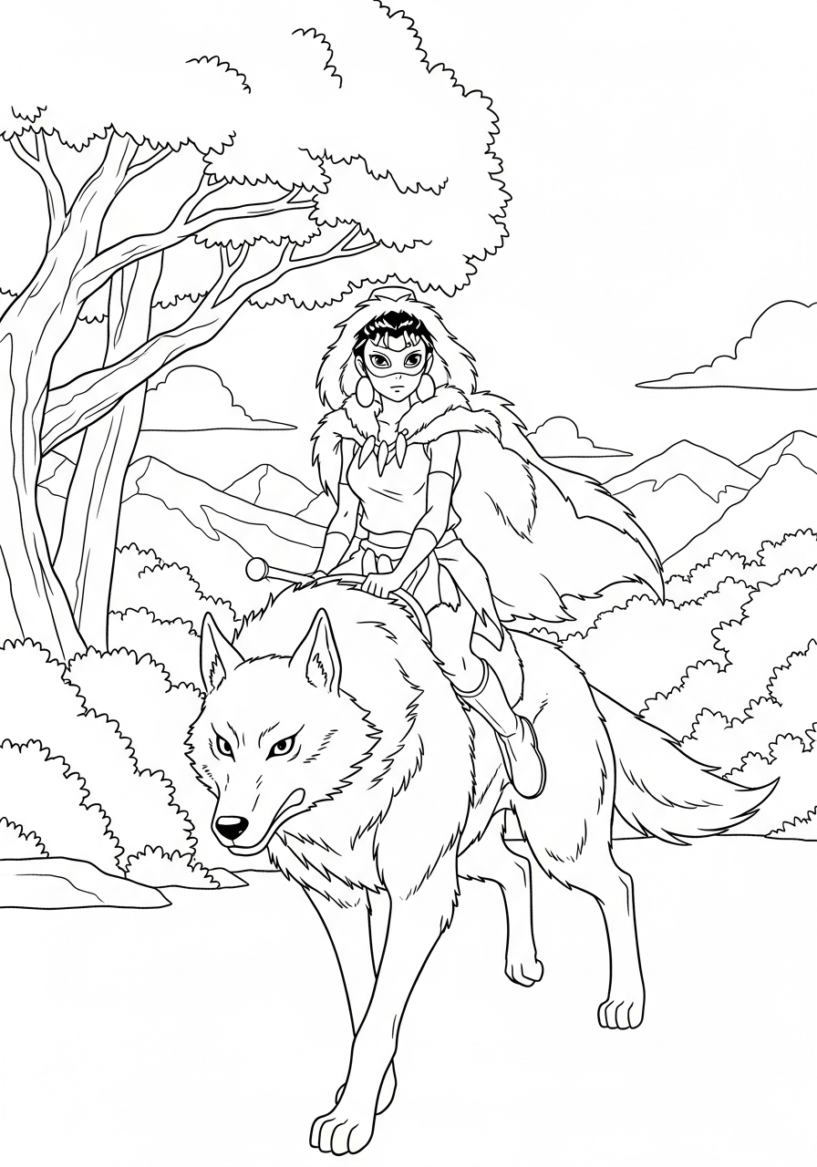 coloring pages printable Princess Mononoke