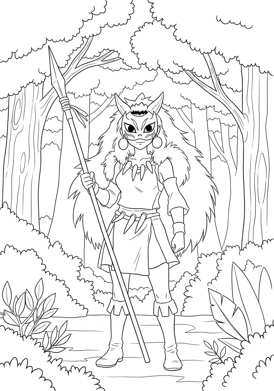 free Princess Mononoke coloring pages for adults