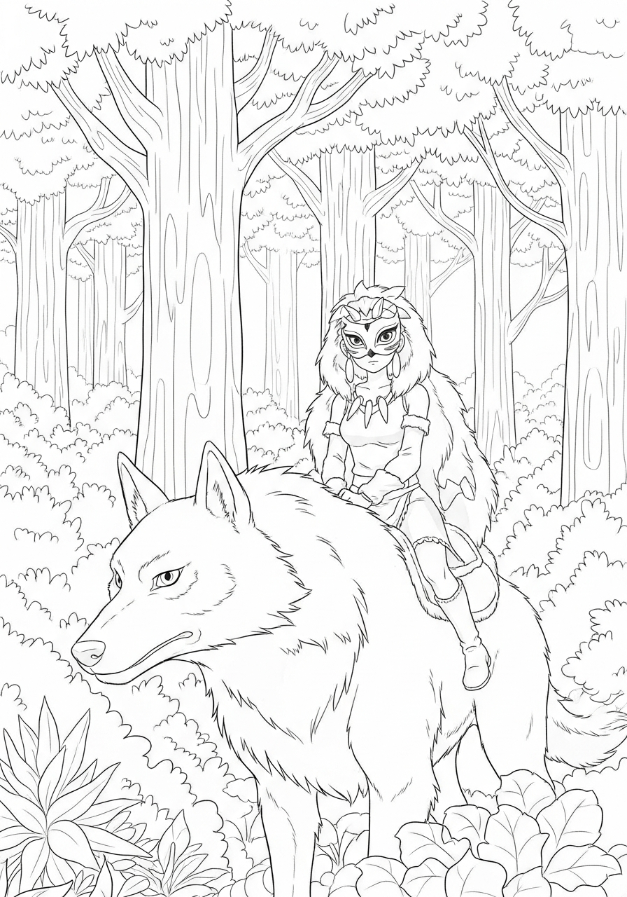 Princess Mononoke coloring pages to print