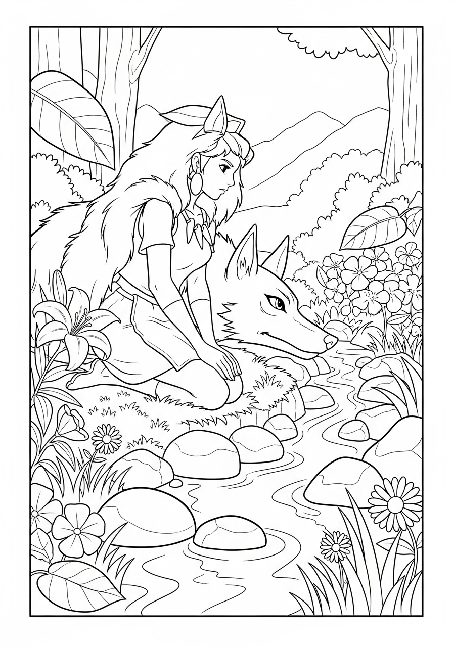 grinch cute Princess Mononoke coloring pages