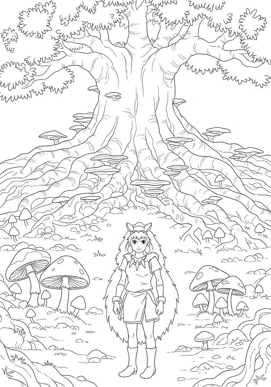 Princess Mononoke adult coloring pages