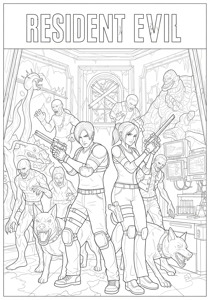 Resident Evil Coloring Pages 2 coloring pages printable Resident Evil