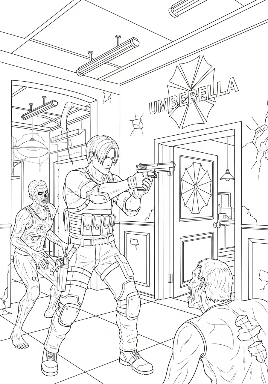 Resident Evil Coloring Pages 23 hard Resident Evil coloring pages