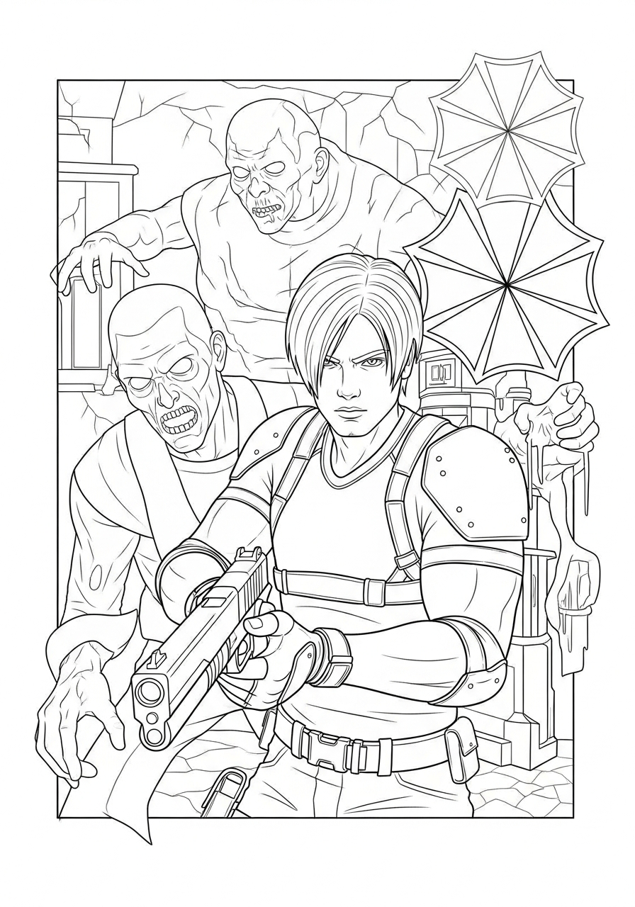 Resident Evil Coloring Pages 24 detailed Resident Evil coloring pages 1