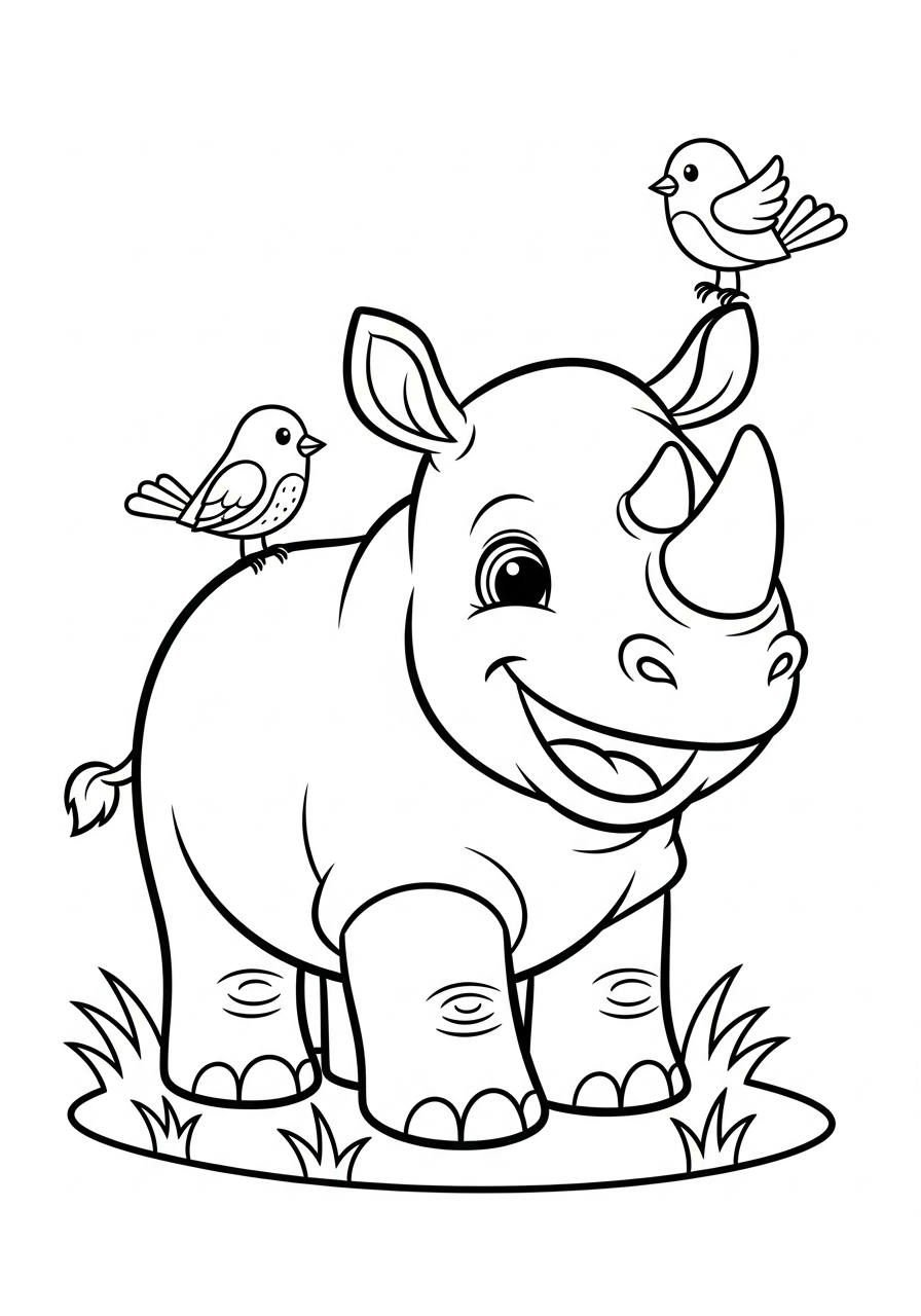Rhino coloring pages easy