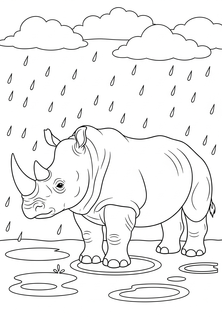 detailed Rhino coloring pages for adults