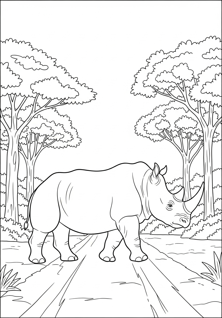 Rhino coloring pages free