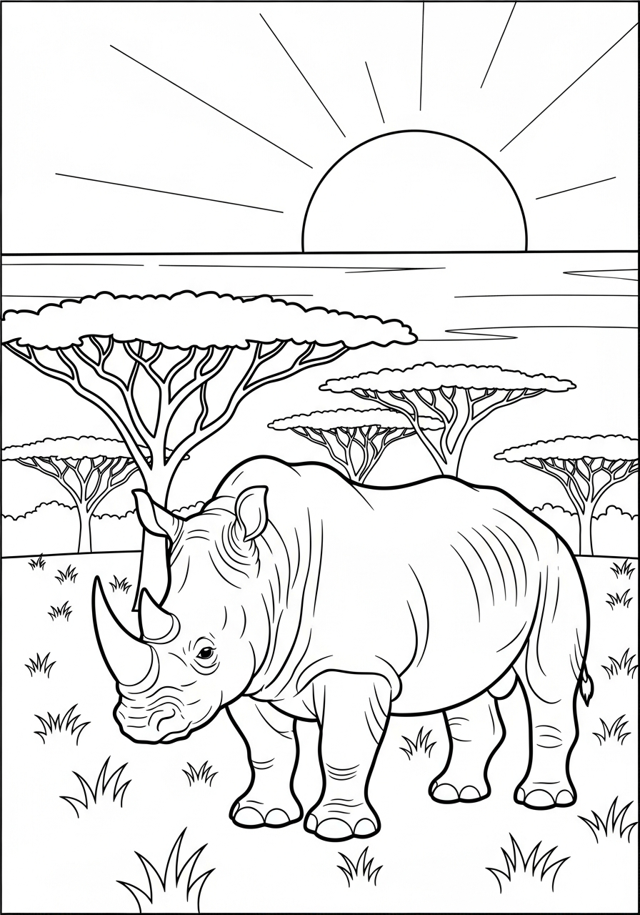 detailed Rhino coloring pages