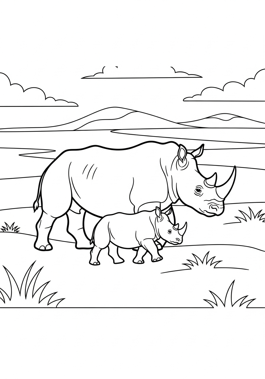 free Rhino coloring pages pdf