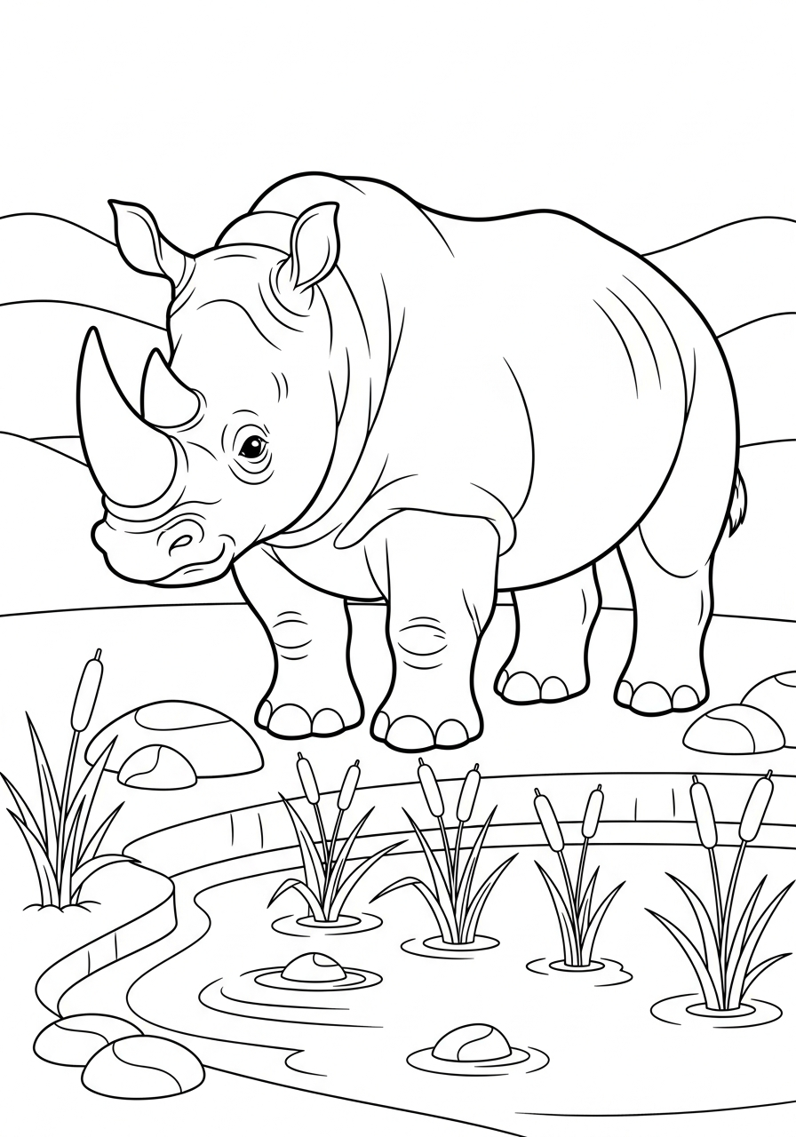 free Rhino coloring pages for kids
