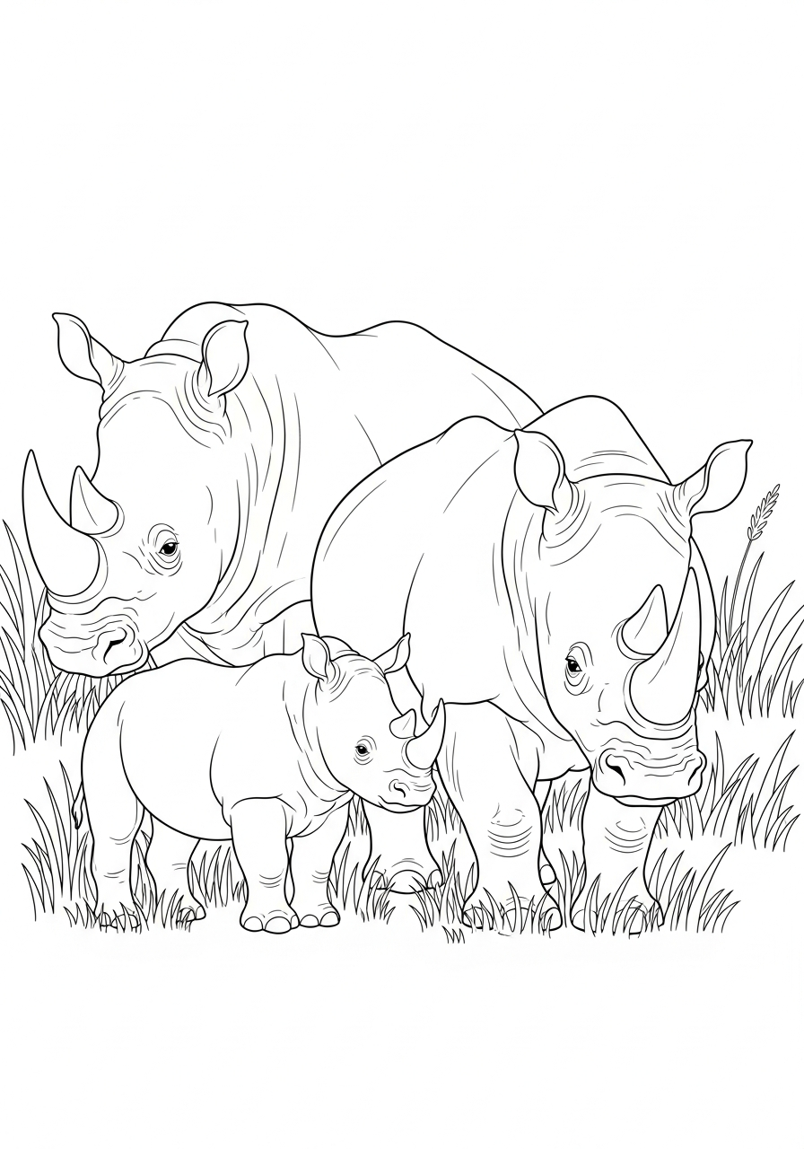 hard Rhino coloring pages 1