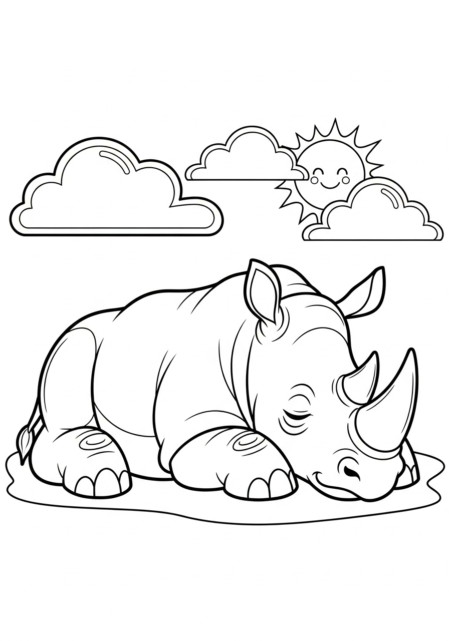 Rhino coloring pages for preschoolers