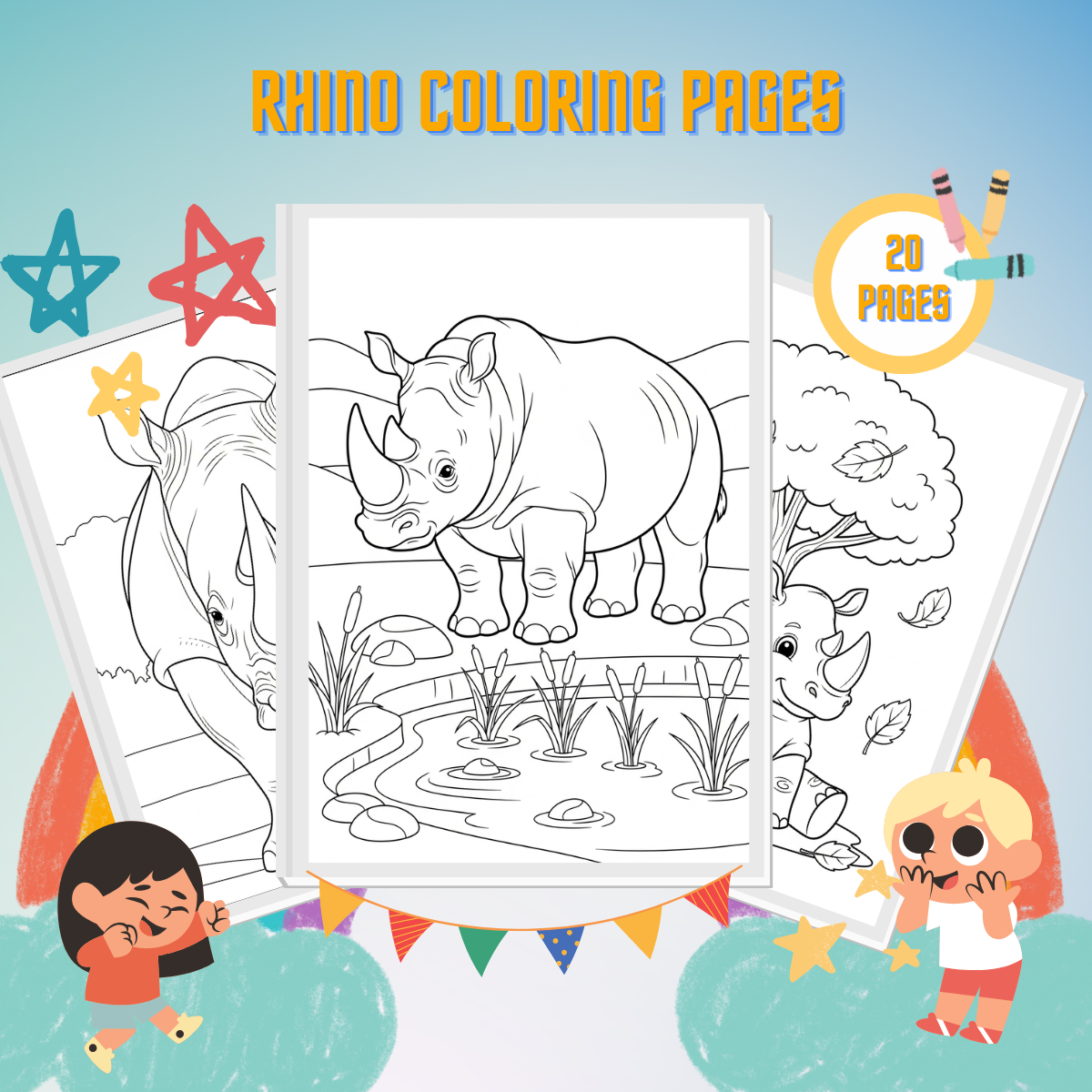 20 Rhino Coloring Pages - Free Printable Sheets