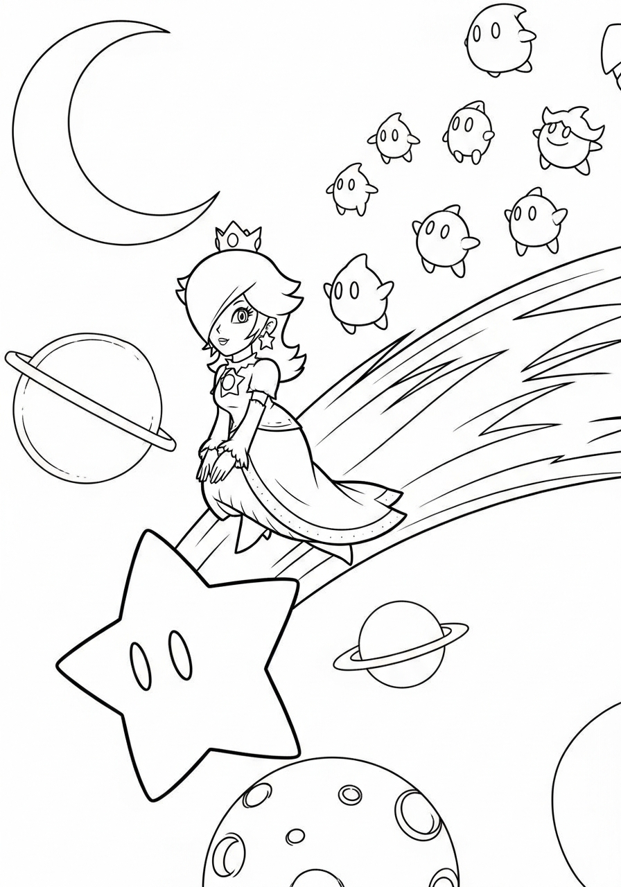 Rosalina themed coloring pages