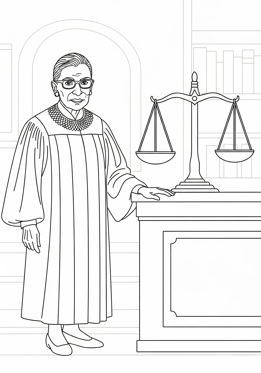 cute coloring pages Ruth Bader Ginsburg