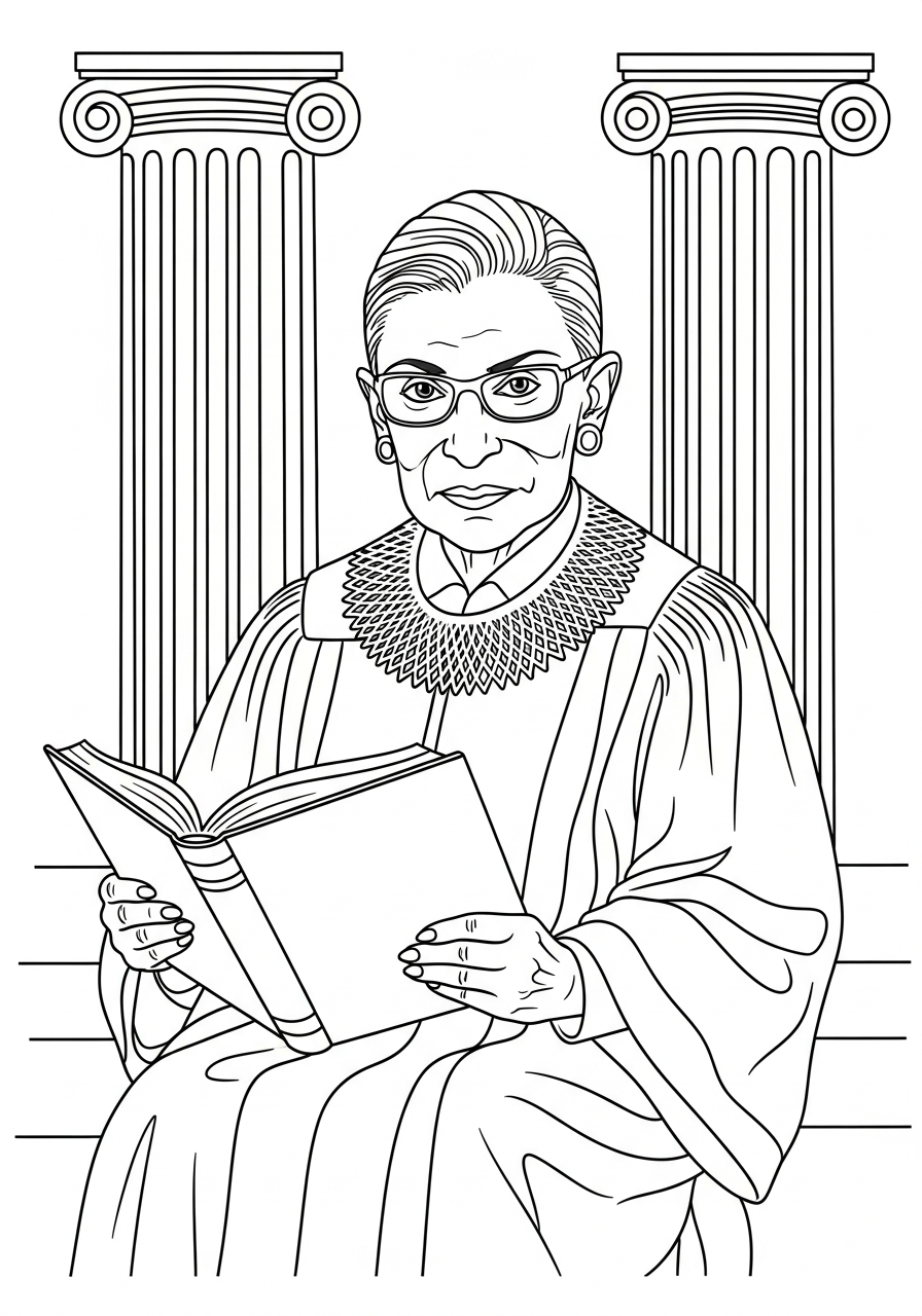 coloring pages for kids Ruth Bader Ginsburg