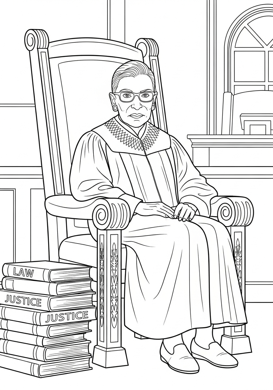 printable Ruth Bader Ginsburg coloring pages for adults