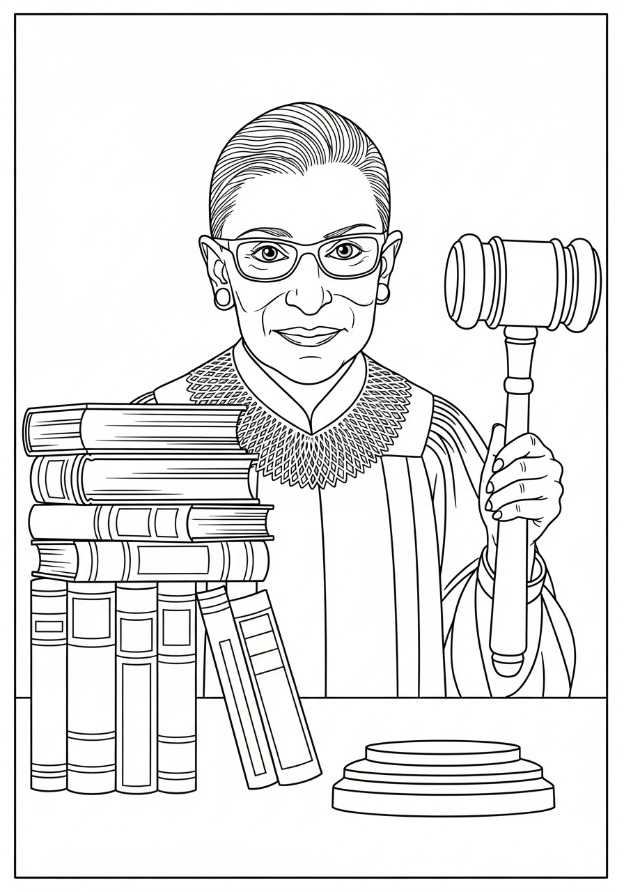 Ruth Bader Ginsburg coloring pages for kids