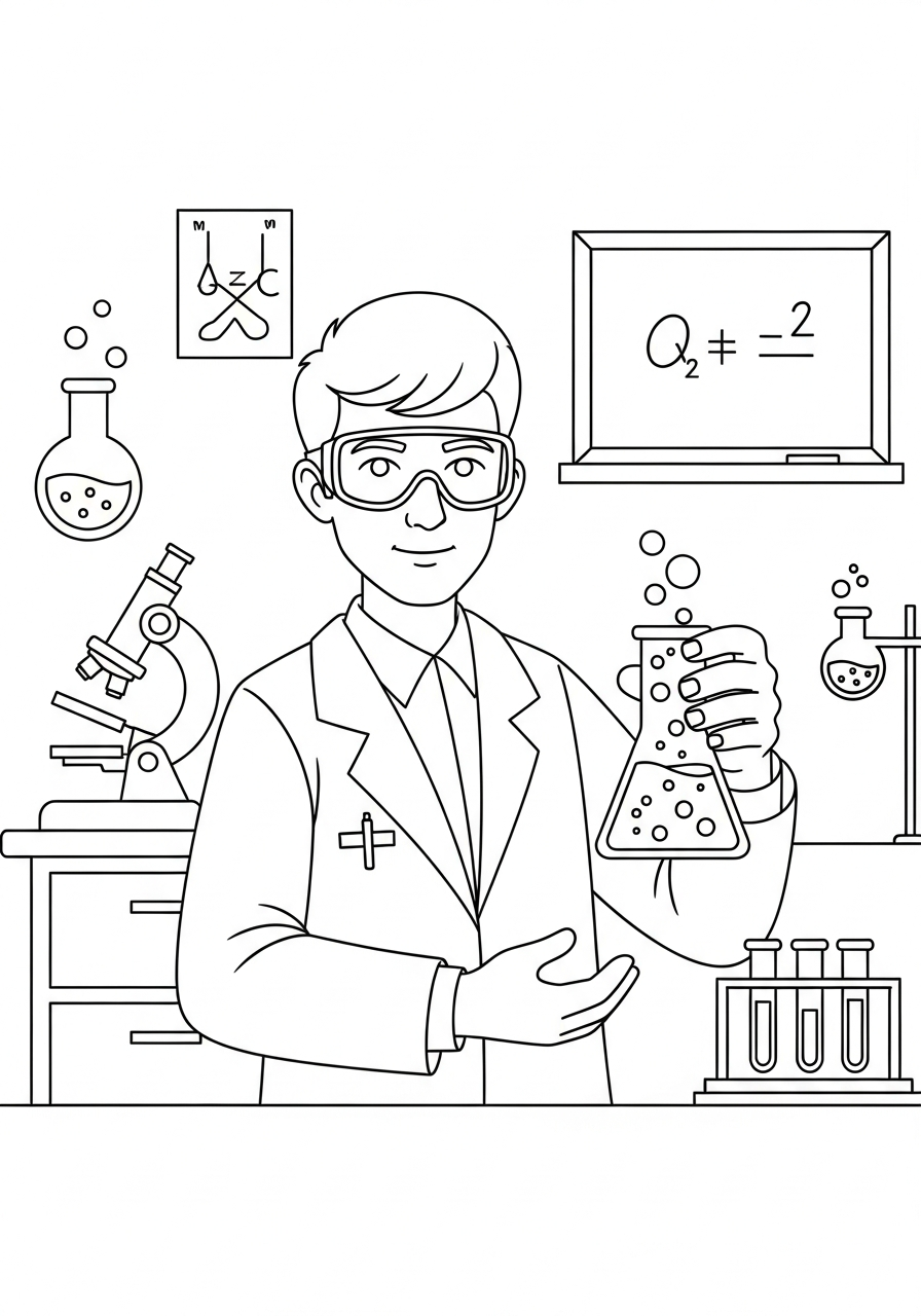 Scientist Coloring Pages 22 easy cute Scientist coloring pages 1