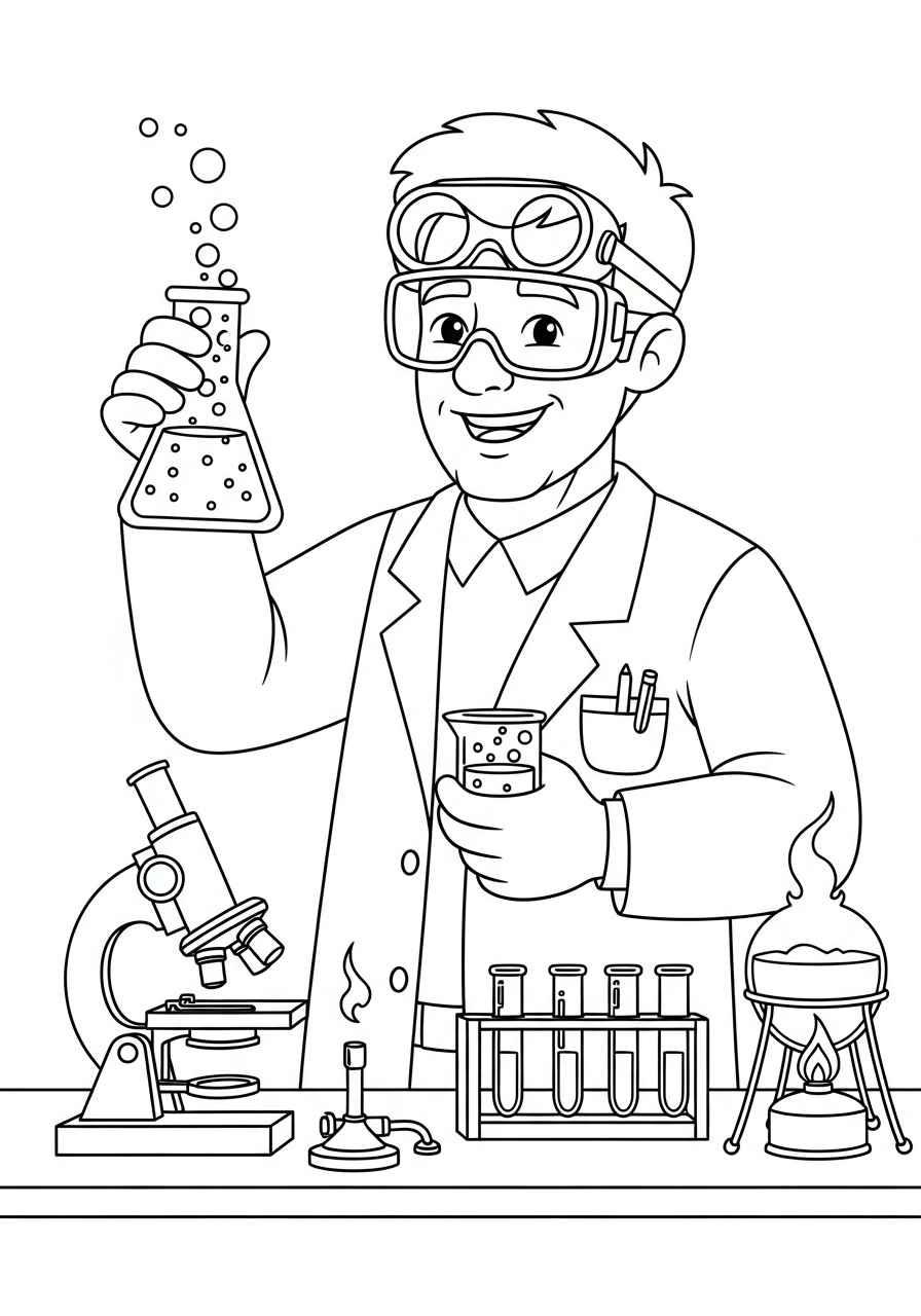 Scientist Coloring Pages 5 easy cute Scientist coloring pages