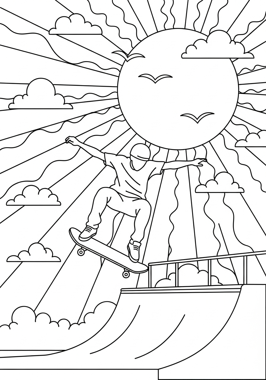 free full size printable Skateboard coloring pages for adults pdf