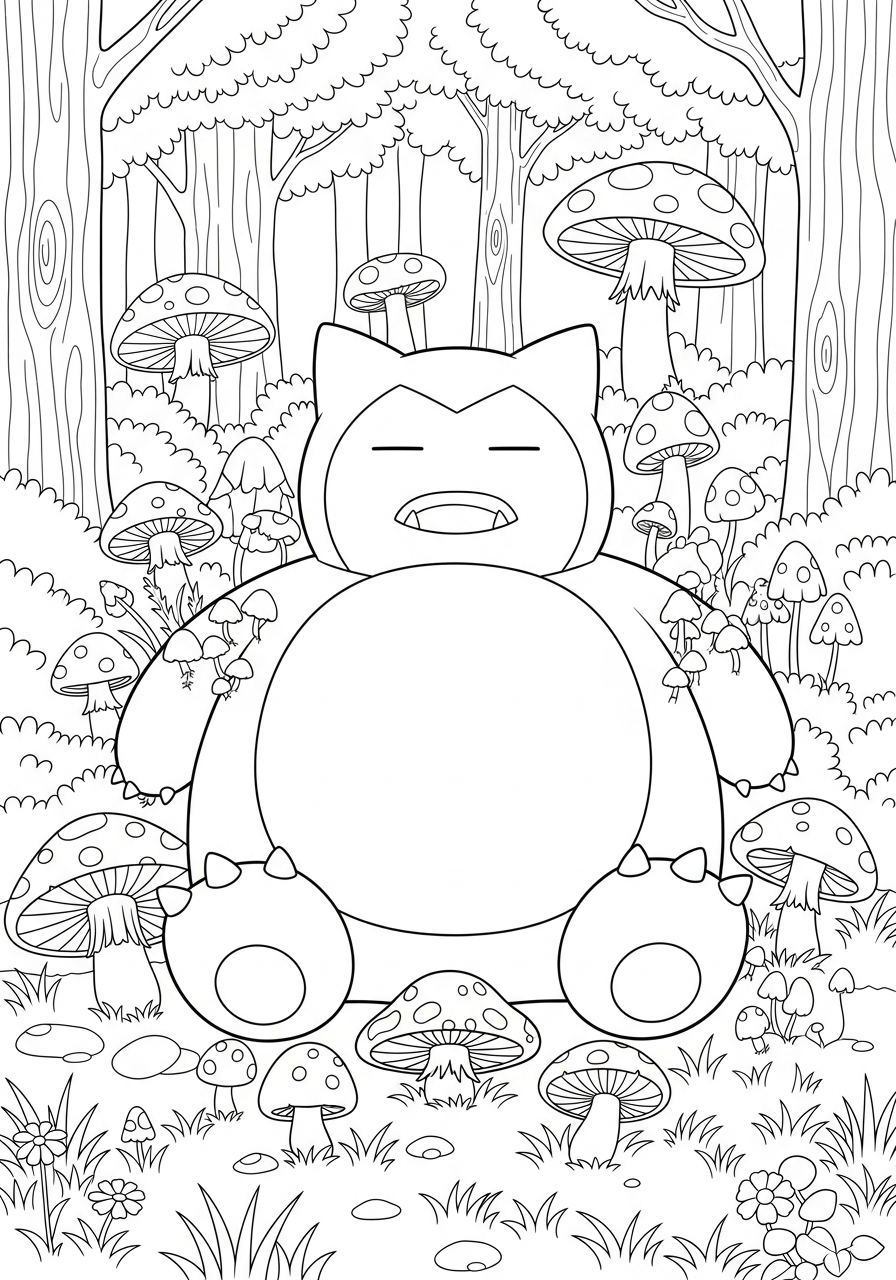 Snorlax Coloring Pages 13 kawaii cute Snorlax coloring pages