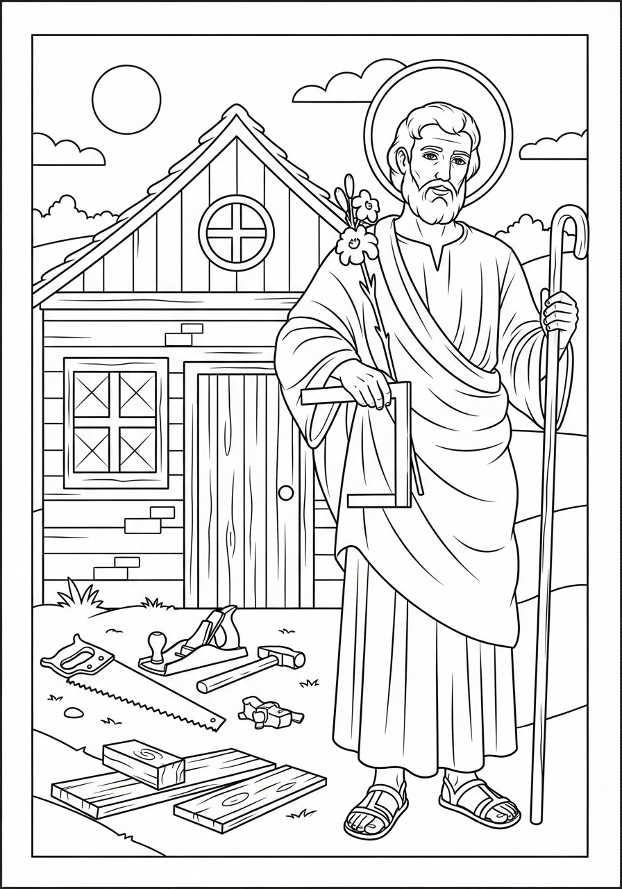 coloring pages for kids St. Joseph