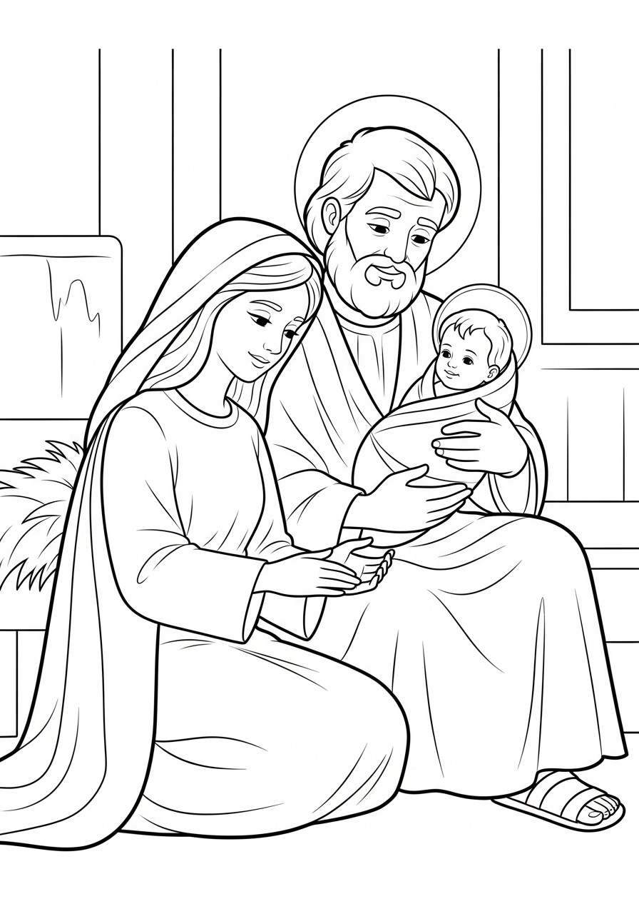 grinch cute St. Joseph coloring pages 1