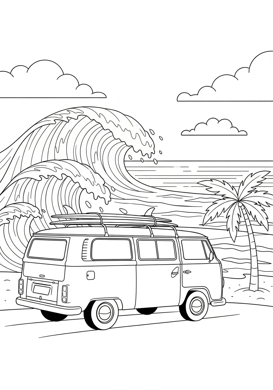Surfing coloring pages free printable