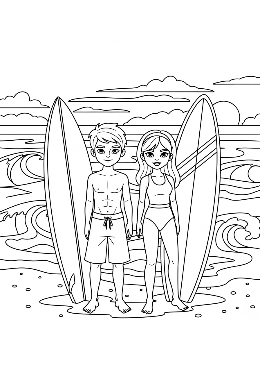 merry Surfing coloring pages