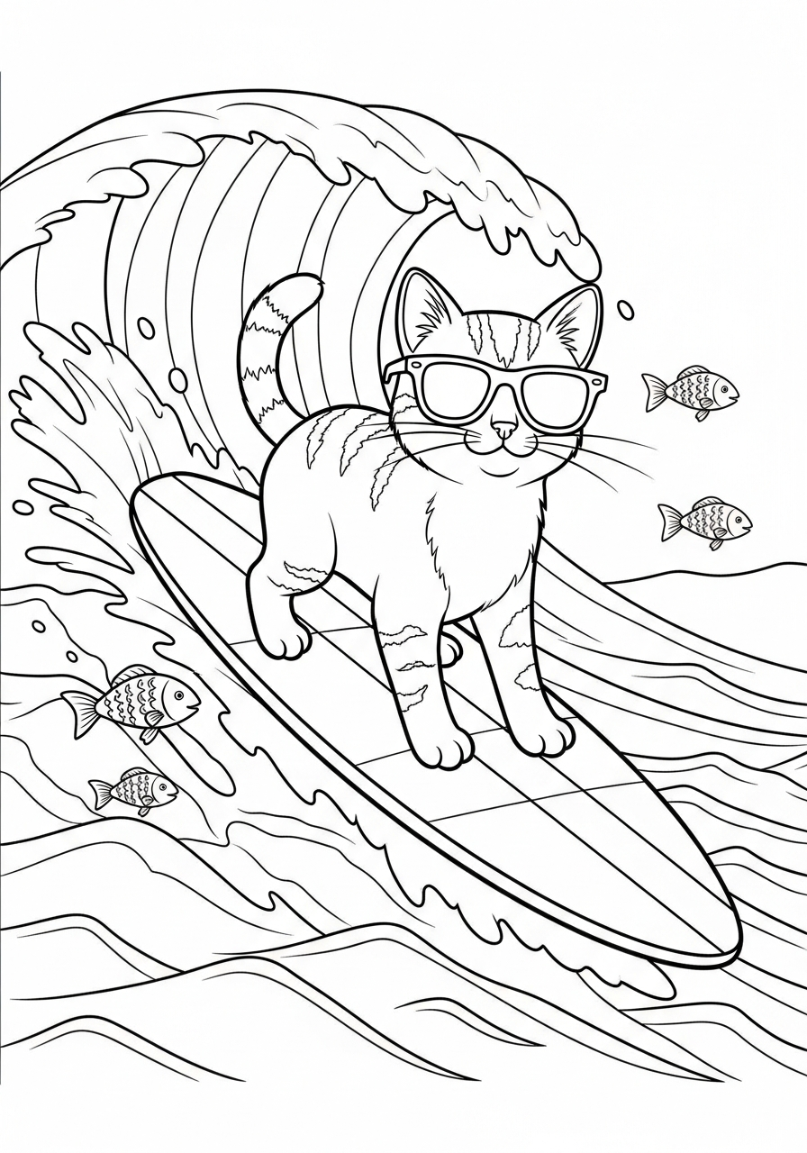 Surfing coloring pages to print
