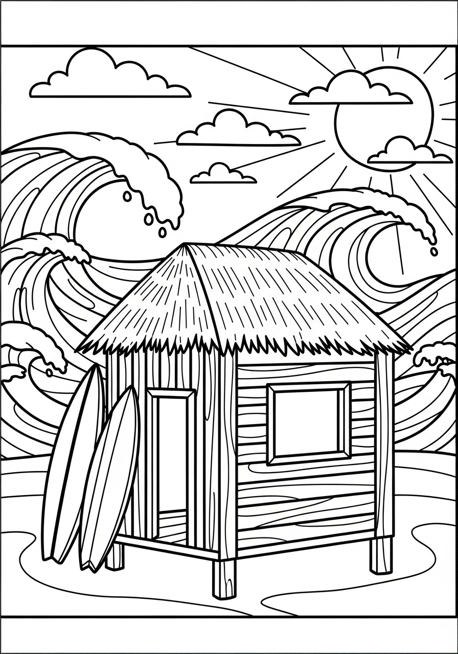 old-fashioned Surfing coloring pages