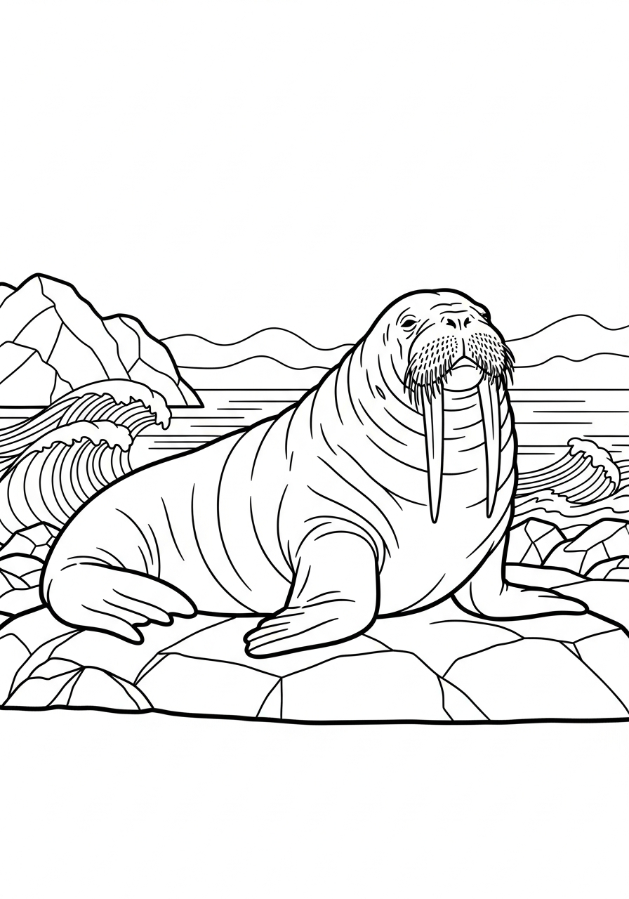 Walrus free coloring pages 1
