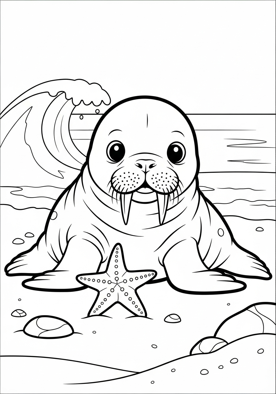 easy Walrus coloring pages
