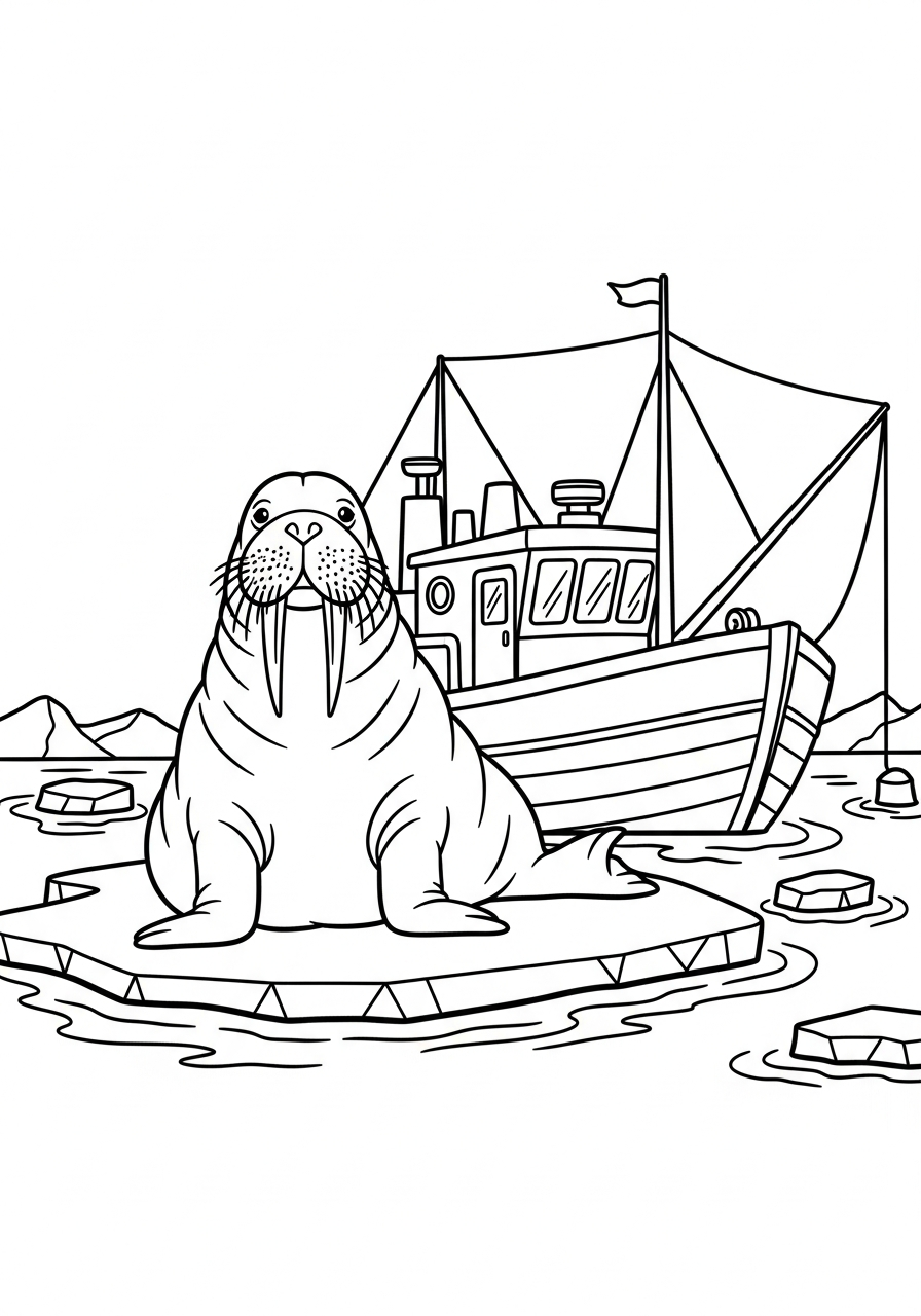 Walrus coloring pages easy 1